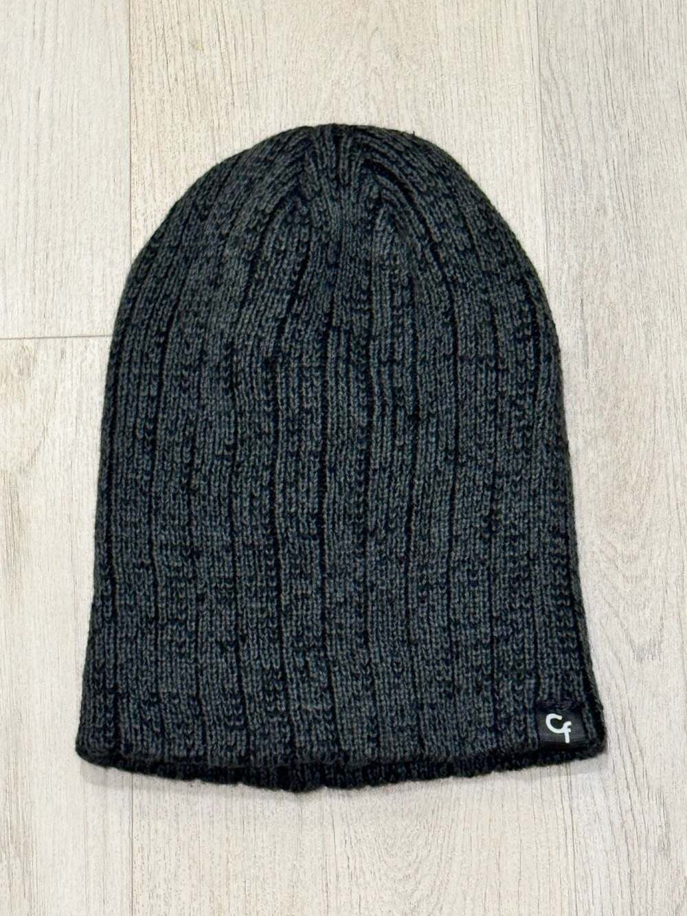 Calia Knit Beanie OSFM Black Gray Ribbed Winter Ski Hat